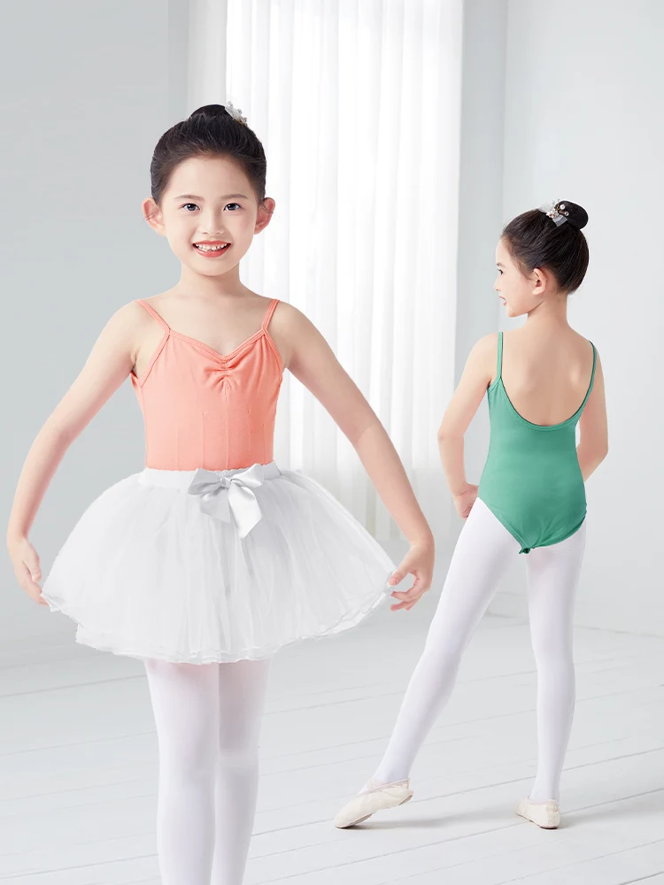 Ballet Leotard for Girls Kids Dance Camisole Pink Black Swimsuits Gymnastics Bodysuit Open Crotch Professional Ballet Costume