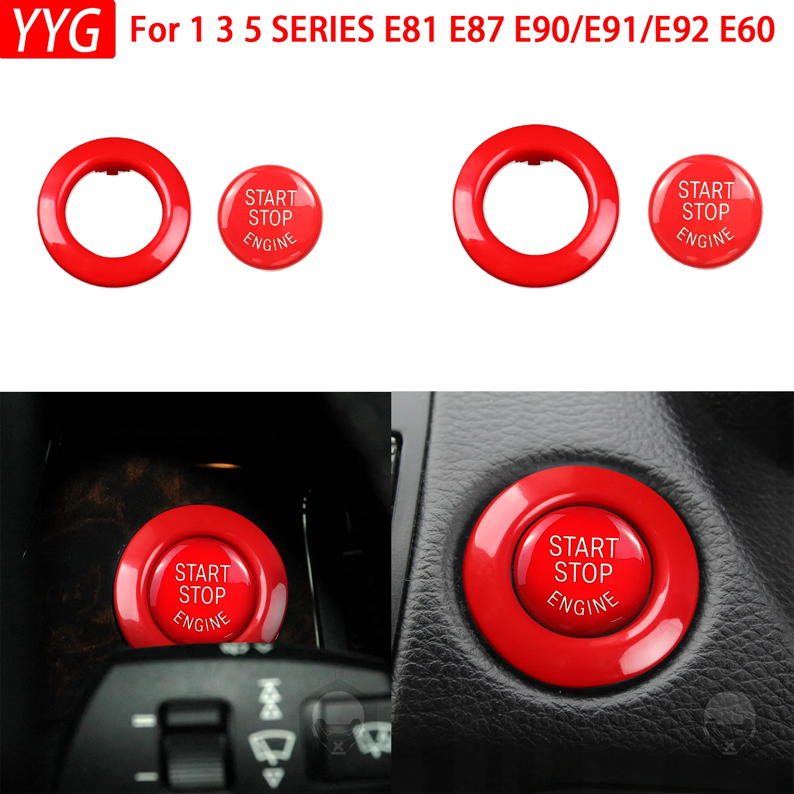 For 1 3 5 SERIES E81 E87 E90 E91 E92 E60 Car Keyless Start Switch Button Cover Panel Cover Car Interior Accessories Stickers