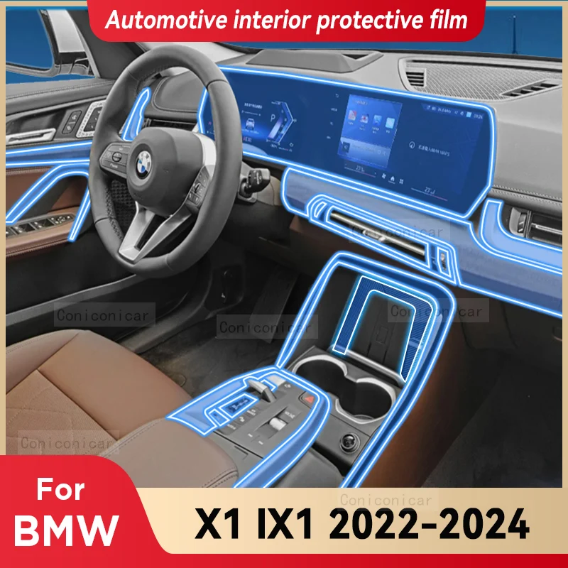 

Прозрачная пленка из ТПУ для BMW X1 IX1 2022-2024 U11, автомобильные защитные наклейки для интерьера, центральная консоль, экран навигатора, панель для двери