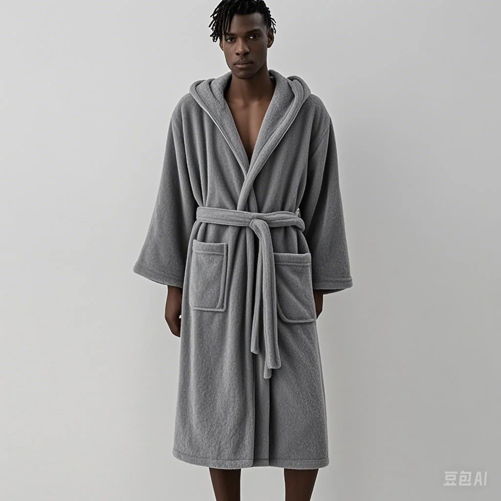 Winter Men's Bathrobe Terry Robe Hooded Towel Fleece Thick Warm Dressing Gown Bridesmaid  Luxury Solid Plaid Long Robe For Man