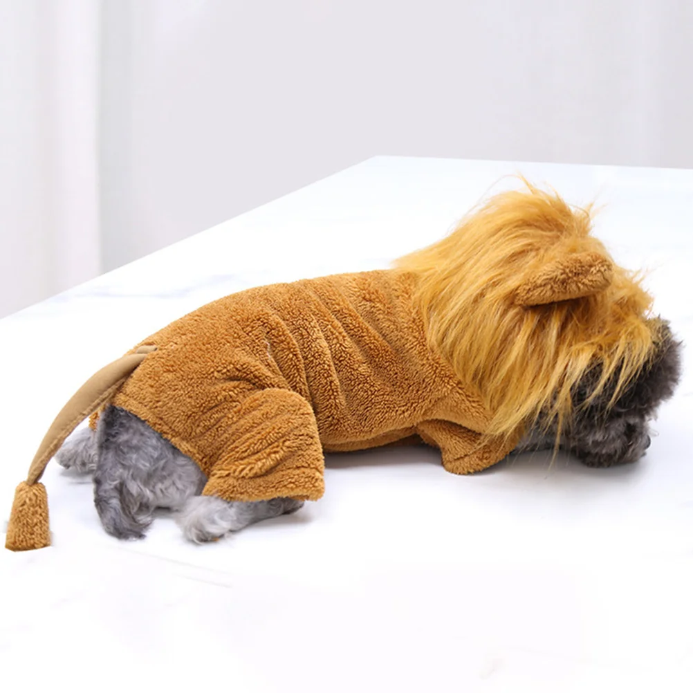 

Pet Transform into Lion Clothes Halloween Dog Costume Hoodie Supplies Funky Jacket with Hat