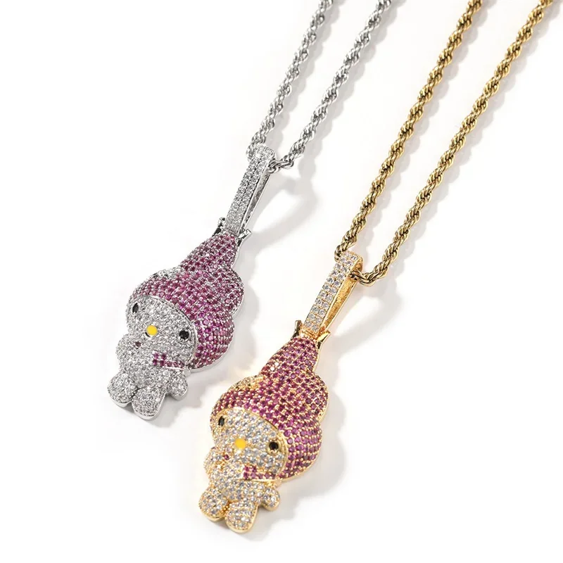 Hip Hop Crystal Magic Rabbit Pendant With Iced Out Zircon Tennis Chain Necklace For Men Women Fashion Designer Jewelry
