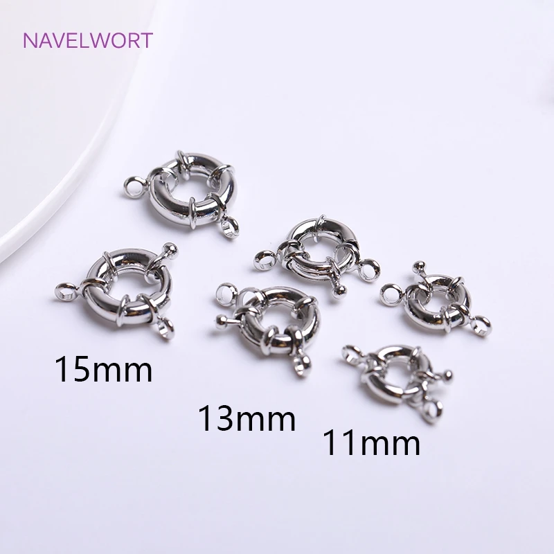 Multi Sizes Brass Spring Ring Clasp with Attach Rings 18K Gold Plating Sailor Clasps Connector DIY Jewelry Making Accessories