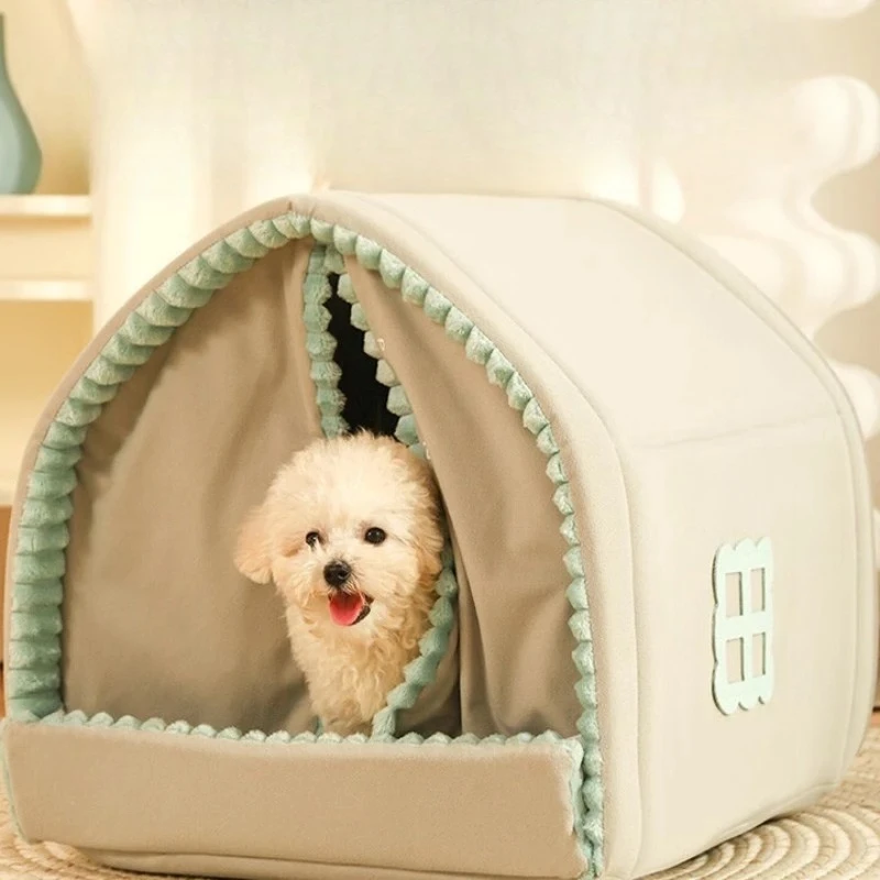 

Small dog house to keep warm in winter, closed pet dog dog bed cat nest tent universal in all seasons