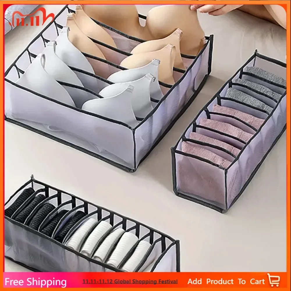 

1PC- Closet Organizer for Socks Home Separated Underwear Storage Box 7/9/11 Grids Jeans Bra Organizer Foldable Drawer Organizer