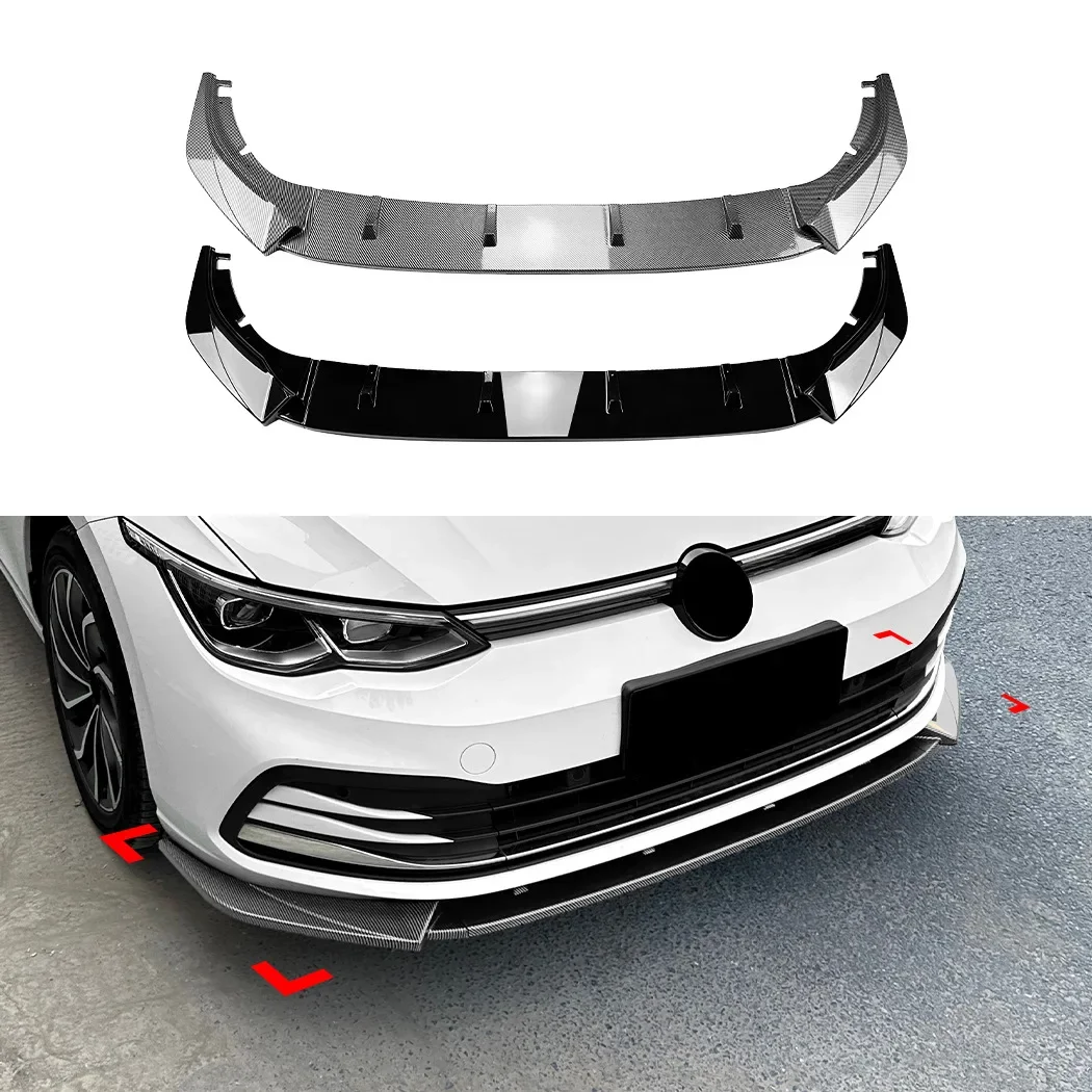 Front Lower Diffuser Spoiler Splitter Body Kits Carbon Fiber Front Bumper Lip For Volkswage Golf 8 MK8 Standard Pro 2020-2024