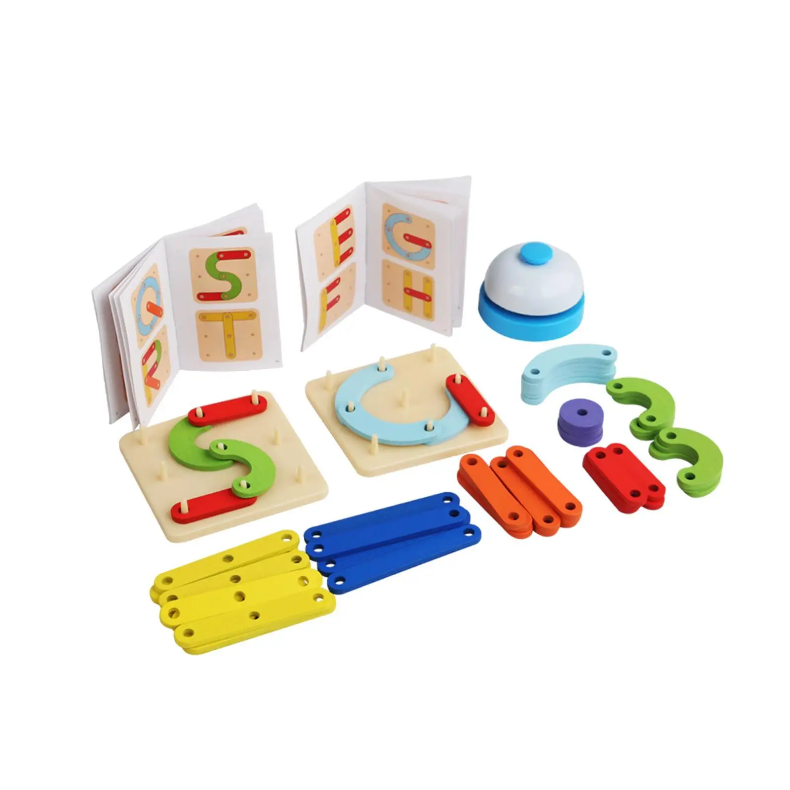 Wooden Geoboards Puzzles Education Toy Brain Teaser Toy Fine Motor Skills Peg Board Puzzles Manipulative Math Toy for Children