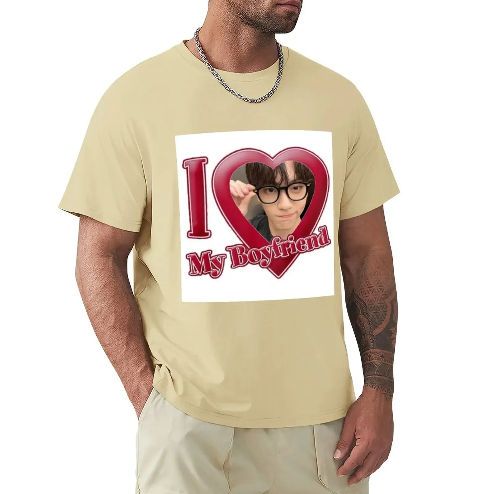 Short Sleeve Tee Aesthetic Clothes Men T Shirt Soobin TXT ‘i Love My Boyfriend’ T-Shirt Graphic Oversized Harajuku Men Clothing