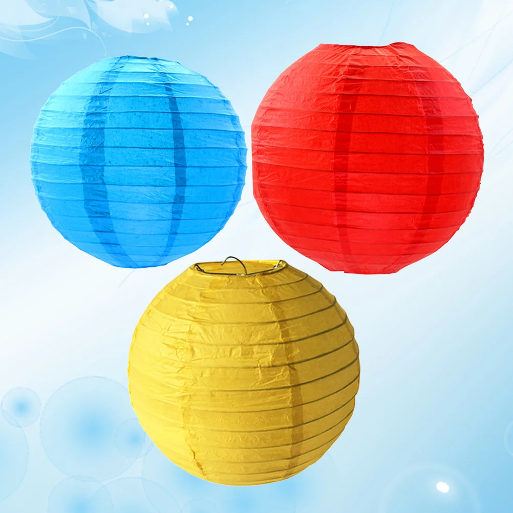 3 Pcs Chinese Paper Lanterns Lightweight Cotton Decorative Hanging Lamps for Weddings Parties Home Decor Reusable Easy Assembly