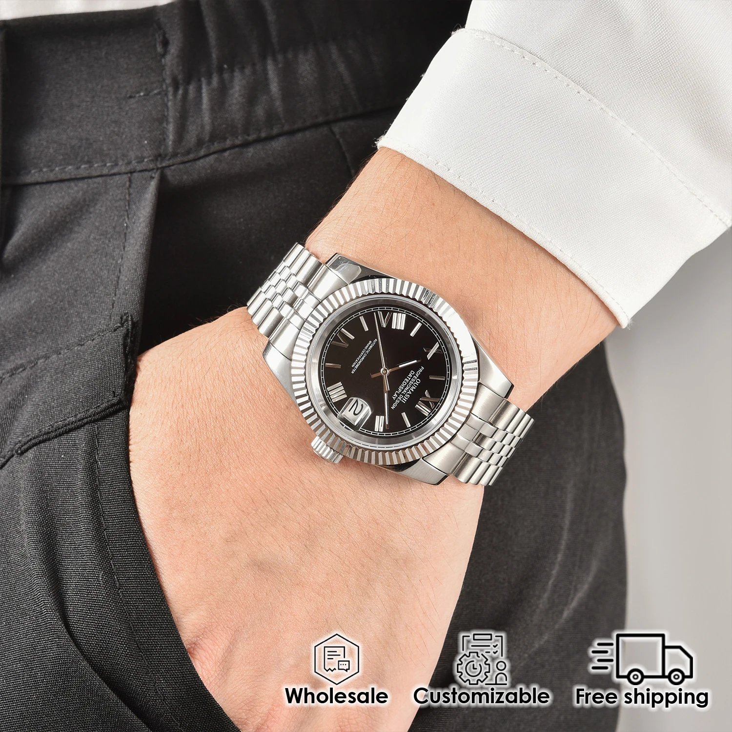 39 مللي متر/36 مللي متر ساعة رجالي NH35 التلقائي زوجين ساعة عادية موضة تاريخ عرض مقاوم للماء الملونة الهاتفي تخصيص ساعة معصم