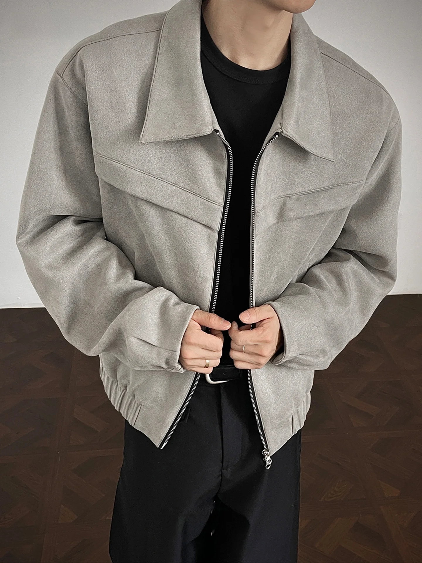 

Suede Workwear Jaet Men's Spring Autumn Vintage Loose ort American Casual Trendy Brand Turn-down Collar Detroit Coat