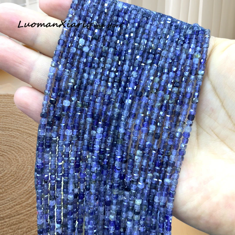 3x3 مللي متر مكعب جوهرة AA Iolite الحجر الطبيعي فضفاض خزر عازل لصنع المجوهرات أقراط ذاتية الصنع أساور إكسسوارات ساحرة 15''