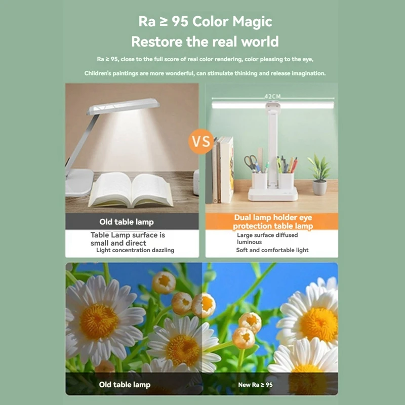 MAKE LED-Lâmpada de mesa-Luz-Com-2-Pen-Suportes-Control-Touch-Plegável-Olho-Cuidado-Lâmpada de mesa-Para-Escritório-Home-Reading-Study