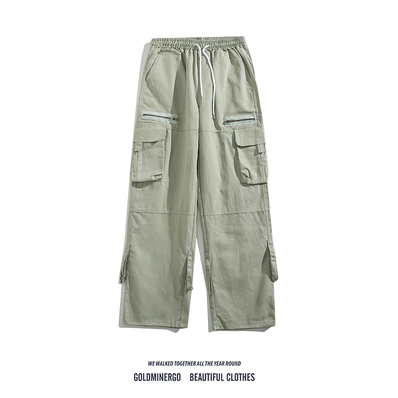 

Retro Japanese Sle Men's Workwear Pants Multiple kets Straight Leg Sports Harajuku Casual Cotton Trousers