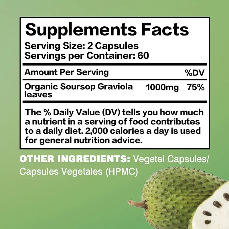 Soursop Graviola - Supports Cell Health and Regeneration, Relieves Stress and Boosts Immunity