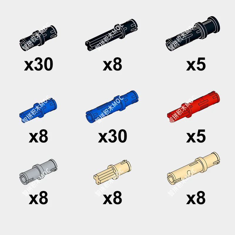 MOC Technical Building Block Parts Cross Axle Friction Smooth Peg Connector 2780 6558 32062 DIY Model Toy Accessories
