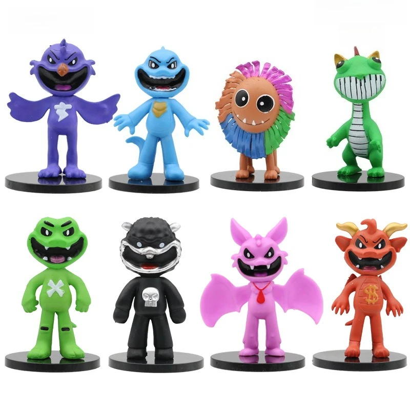 

8PCS Hot Game Poppy Playtimes Series Figure Kawaii Cute Cartoon Character Exquisite Model with Base Desktop Toy Fans Gift