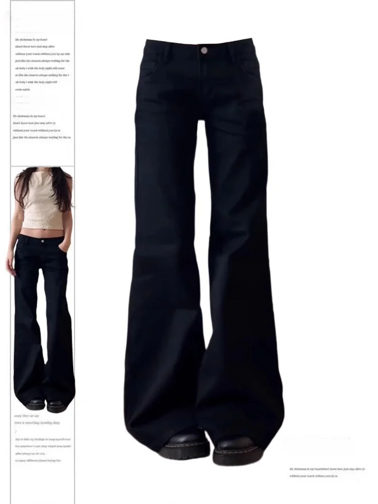 

Большие размеры American Sle Hot Girl Bla Широкие джинсы Женские свободные прямые расклешенные брюки Повседневные длинные джинсы с высокой талией