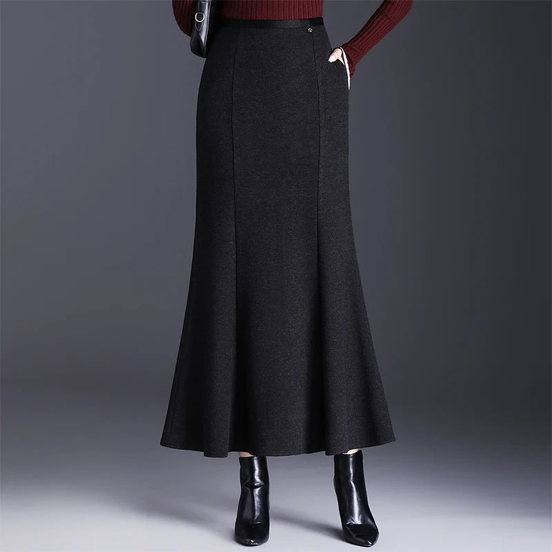 

Ele Camere Thiened Fi Tail Skirt Women's Autumn Winter New Sle Commuter Wrap around Skirt High Waist Polka Dot