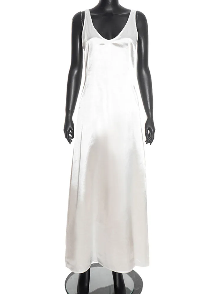 فستان ماكسي أنيق بدون أكمام من Blifanbo فستان نسائي برقبة على شكل V وخصر عالٍ مرقع بدون ظهر فستان نحيف للحفلات والنوادي #6