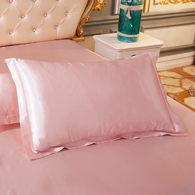 2 Pcs Luxurious Faux Silk Pillow Sham Comfortably Soft and Hypoallergenic Slippery Satin Case for Throw Pillow Sleep Pillowcase