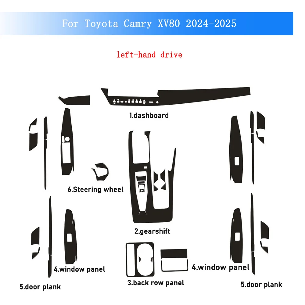 

Carbon Fiber For Toyota Camry XV80 2024-2025 Car Film Interior Sticker Center Console Gear Dashboard Air Door Handle Lift Panel