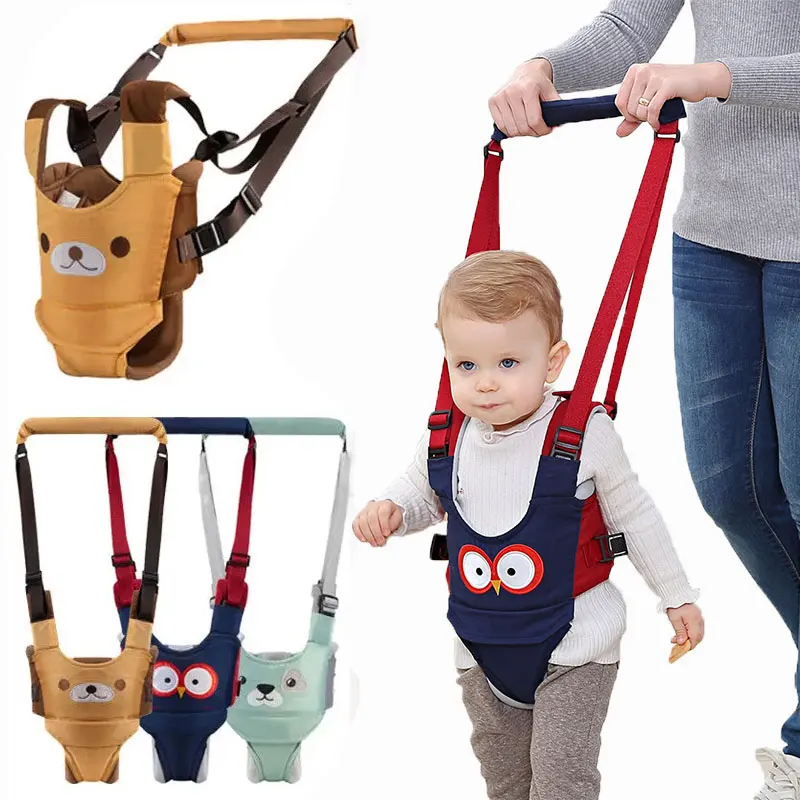 Vest Style Handheld Baby Walking Belt Harness Infant Walker Helper Assistant Strap Cartoon Owl Bear Dog Pattern Baby Leash 8-20M