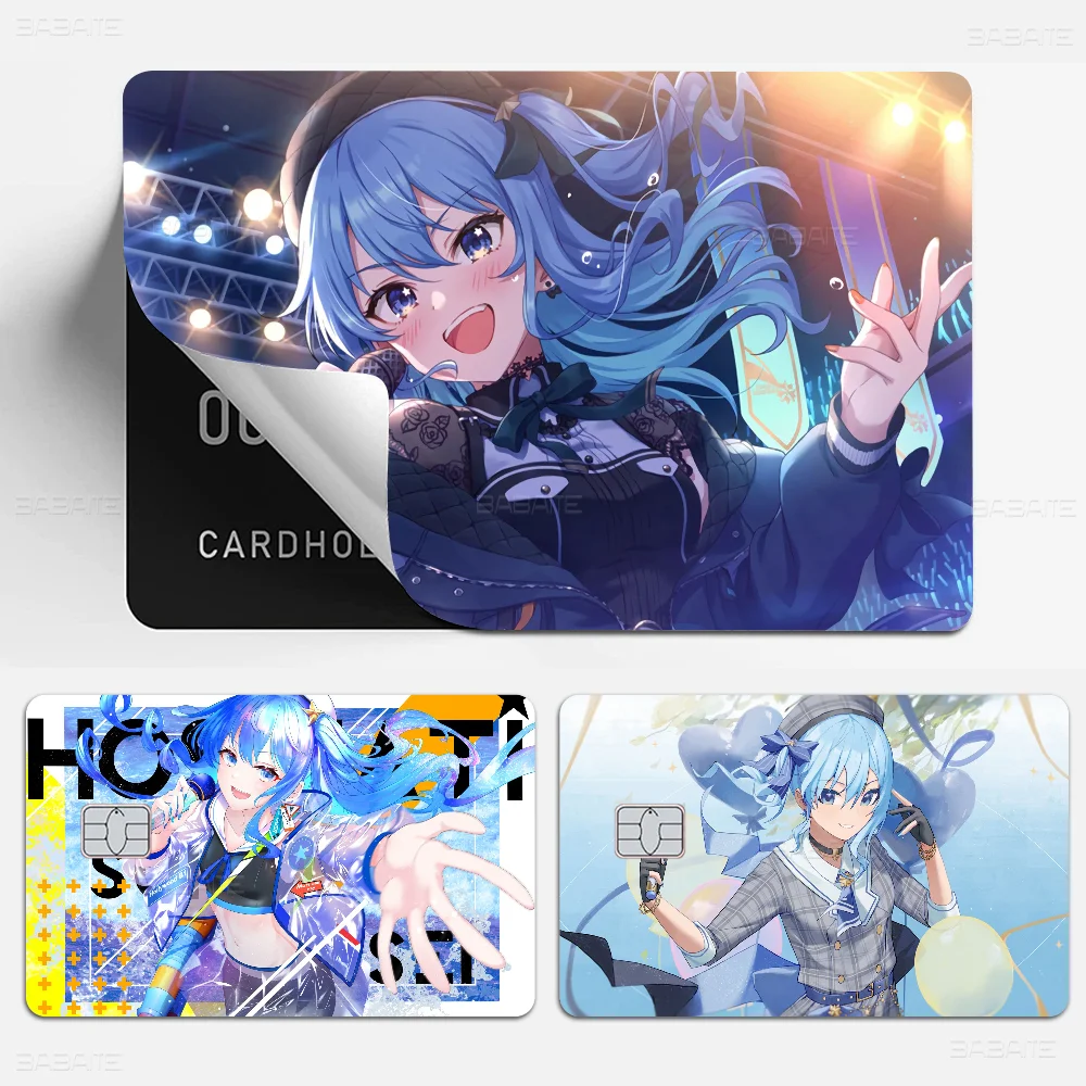 Hoshimachi Suisei Anime Poker Sticker Film Tape Skin For Credit Card Debit Card Cartoon Waterproof Stickers Small Chip
