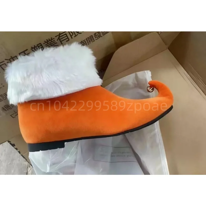 عيد الميلاد سانتا كلوز أحذية الرجال البرتقال حذاء من الجلد جرس تأثيري اكسسوارات أشار تو أحذية عيد الميلاد حفلة مرحلة الأداء #3