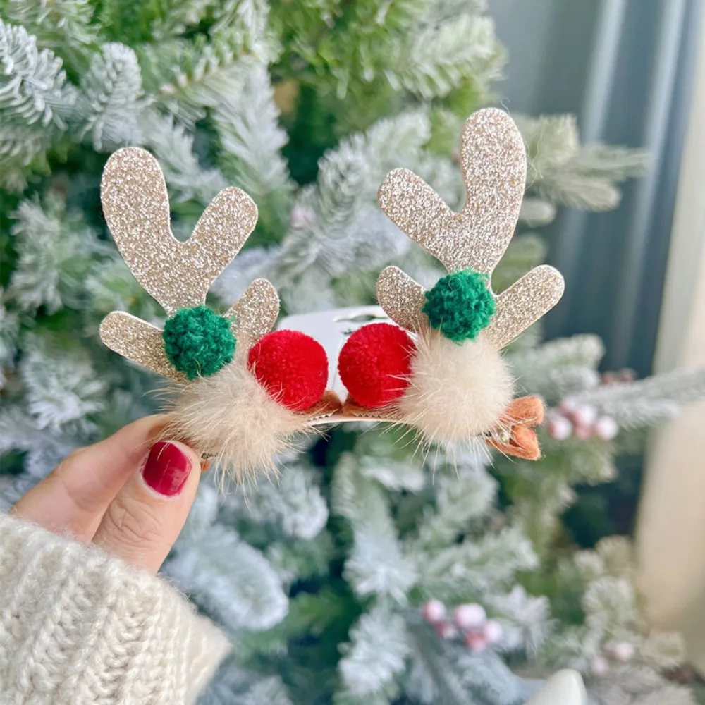 3-paar nieuwe schattige gewei kerst haarspeld creatieve gewei haaraccessoires haarspeldjes elanden clips kerstdecor