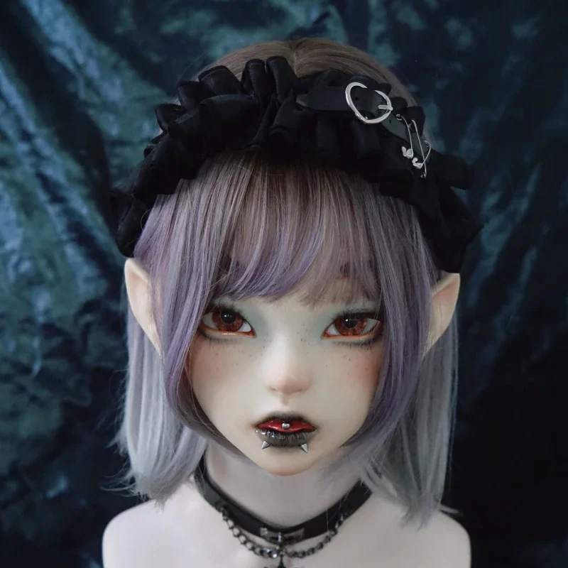 오리지널 핸드메이드 고딕 로리타 헤어 후프 Y2k 블랙 메탈 버클 러플 헤드웨어 소녀 하라주쿠 스윗 헤드밴드 액세서리 선물