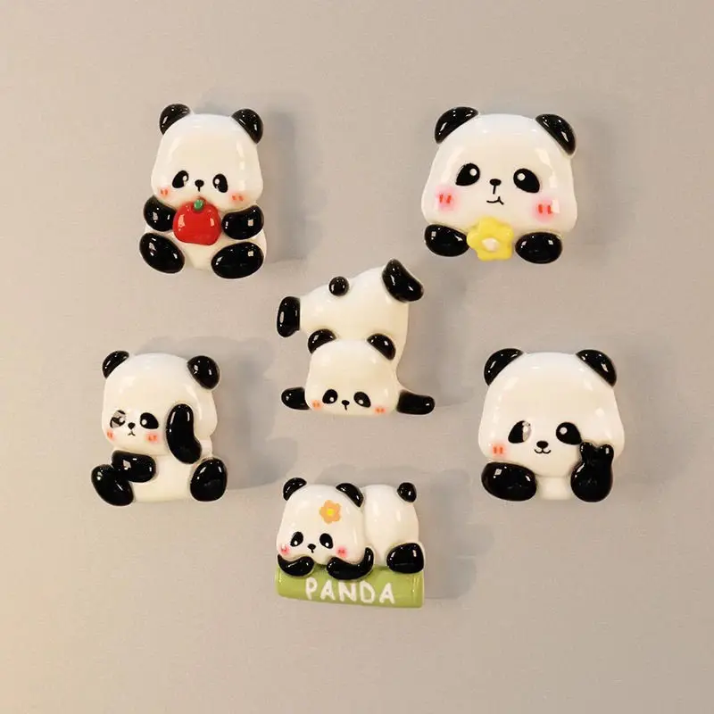 6pc 3D Panda Refrigerator Sticker Creative Magnets Cartoon Home Decor Refrigerator Gift Office Whiteboard Gadget Accessories