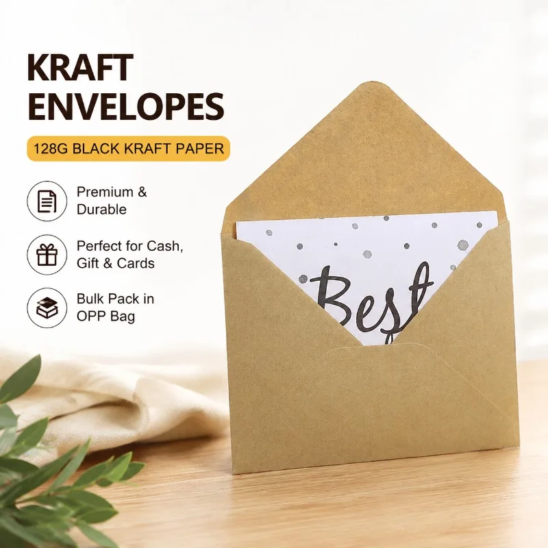 Solid‑color European‑style Double‑coated Paper Envelopes, Multicolored Western‑format Mailing Pouches, Smooth Stationery