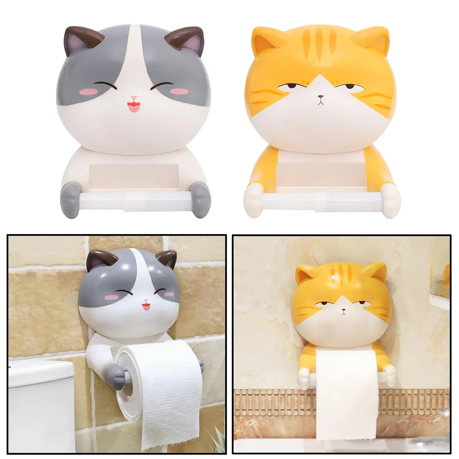 Creative Cartoon Toilet Paper Roll Holder Roll Toilet Paper Towel Box Wall-Mounted Vinyl Toilet Paper Hanger Without Punching