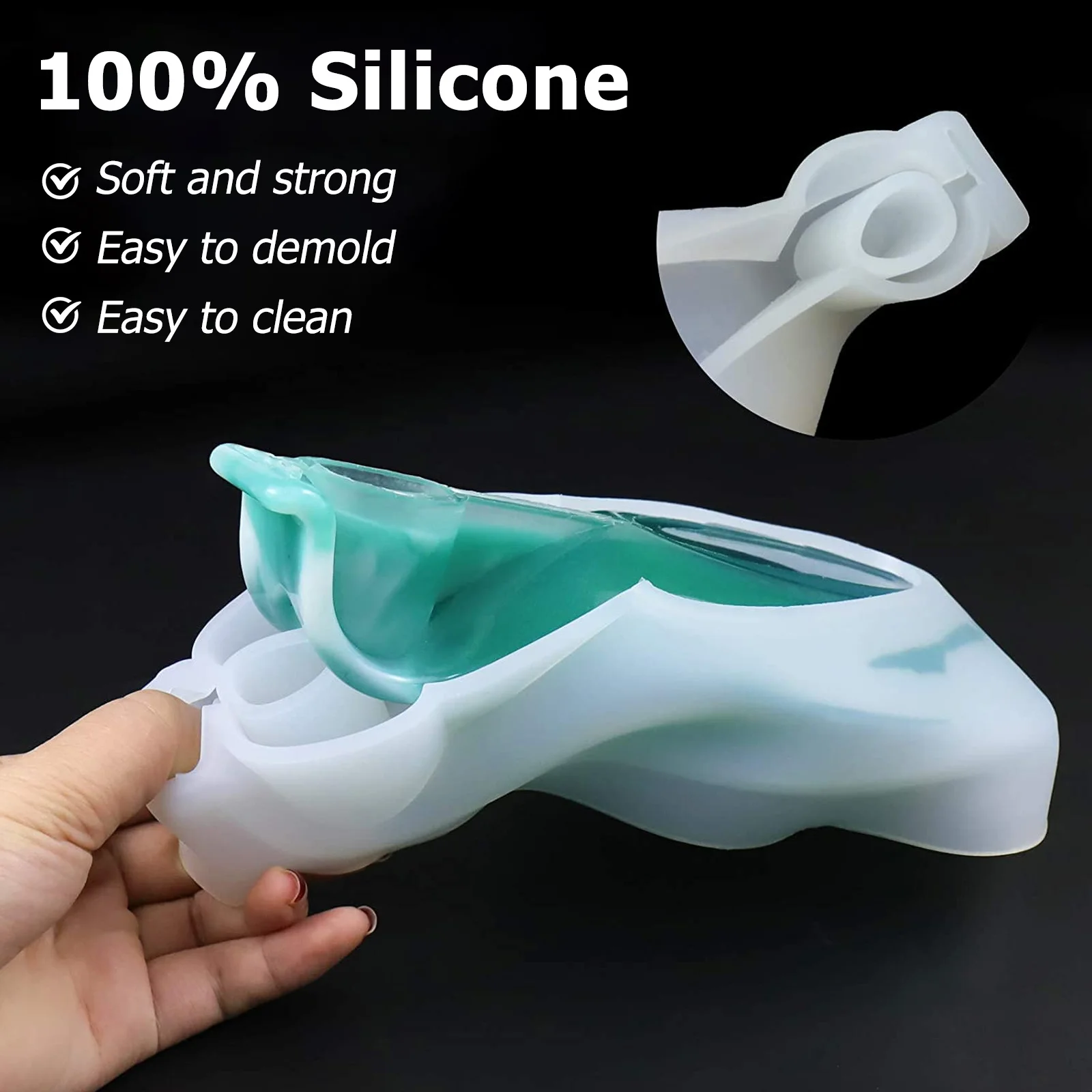 

Большая форма для держателя ложки, силиконовая гибкая форма для литья из эпоксидной смолы для DIY ремесло, лоток для ложки, держатель для ювелирных изделий, украшение