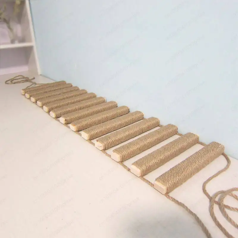 Solid Wood Rope Ladder Cat Climbing Frame, Multi-layer Climbing Soft Ladder