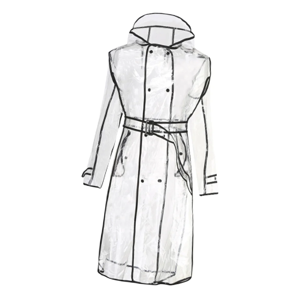

Women's Transparent Raincoat Mid-Long Hooded Eva Waterproof Quick-Dry Rainwear Lightweight Fashionable Outdoor Commute Coat L