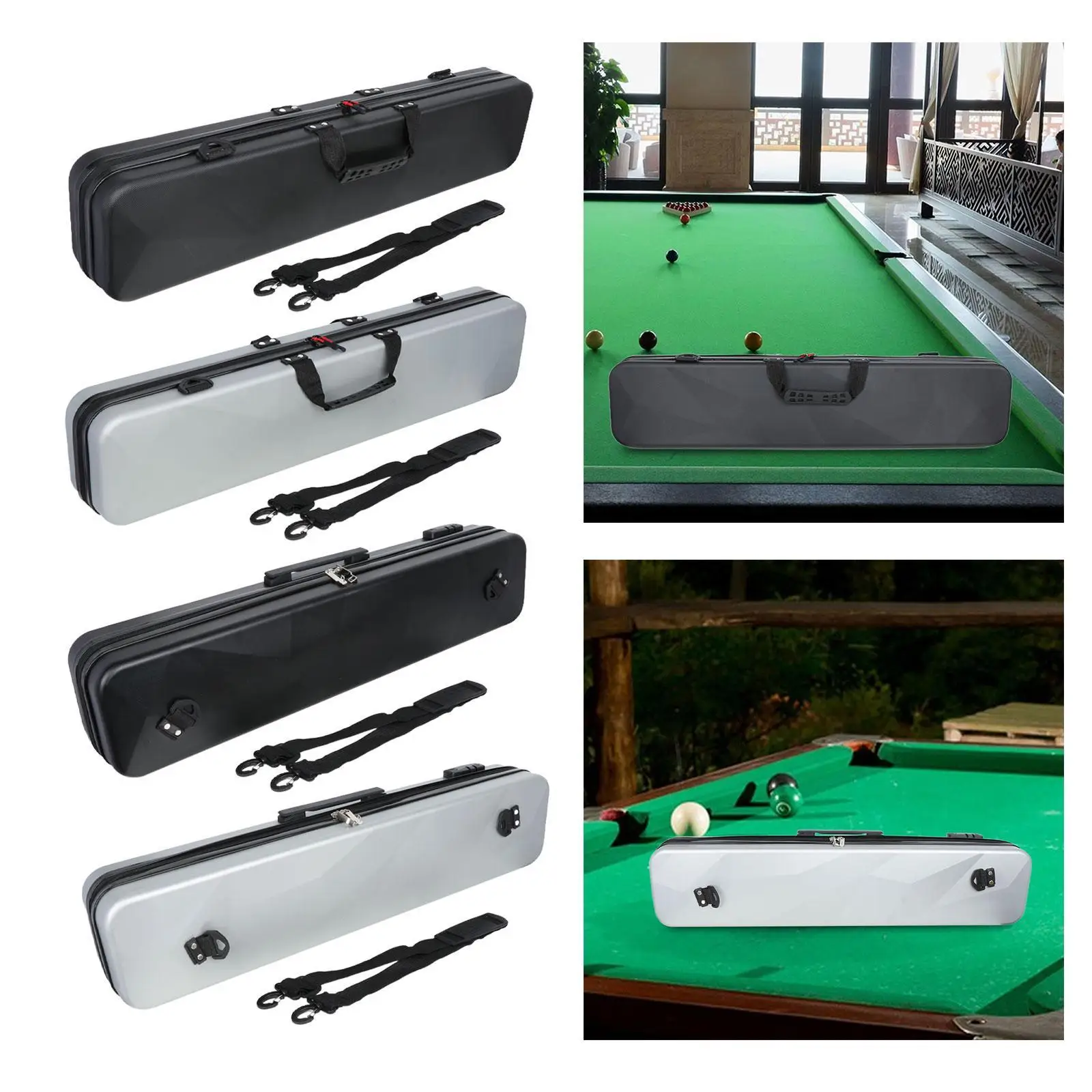 Billiard Pool Cue Case 1/2 Club Bag PVC Hard Snooker Billiard Cues Carry Bag