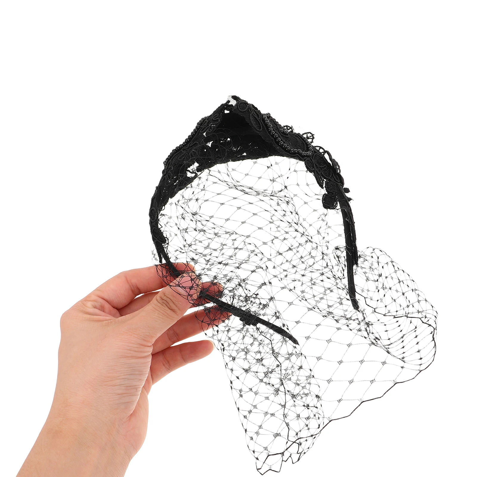 

Bridal Mesh Veil Headband Rhinestone Embellished Vintage European Style Wedding Hair Accessory Lightweight Comfortable