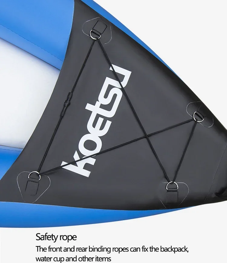 KOETSU 1-2 persone Gonfiabile PVC Kayak Pesca Canoa Gommone 3.0/3.7 M Singolo/Doppio Kayak Barche per Rafting Sport acquatici