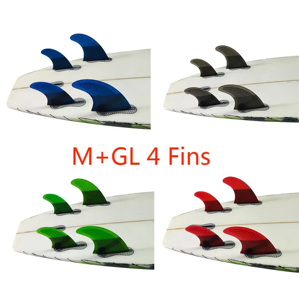 M+GL Surfboard Quad Fins UPSURF FCS 2 Fins Performance Honeycomb Fiberglass Surf Fins Surfing Quilhas 4 Colors