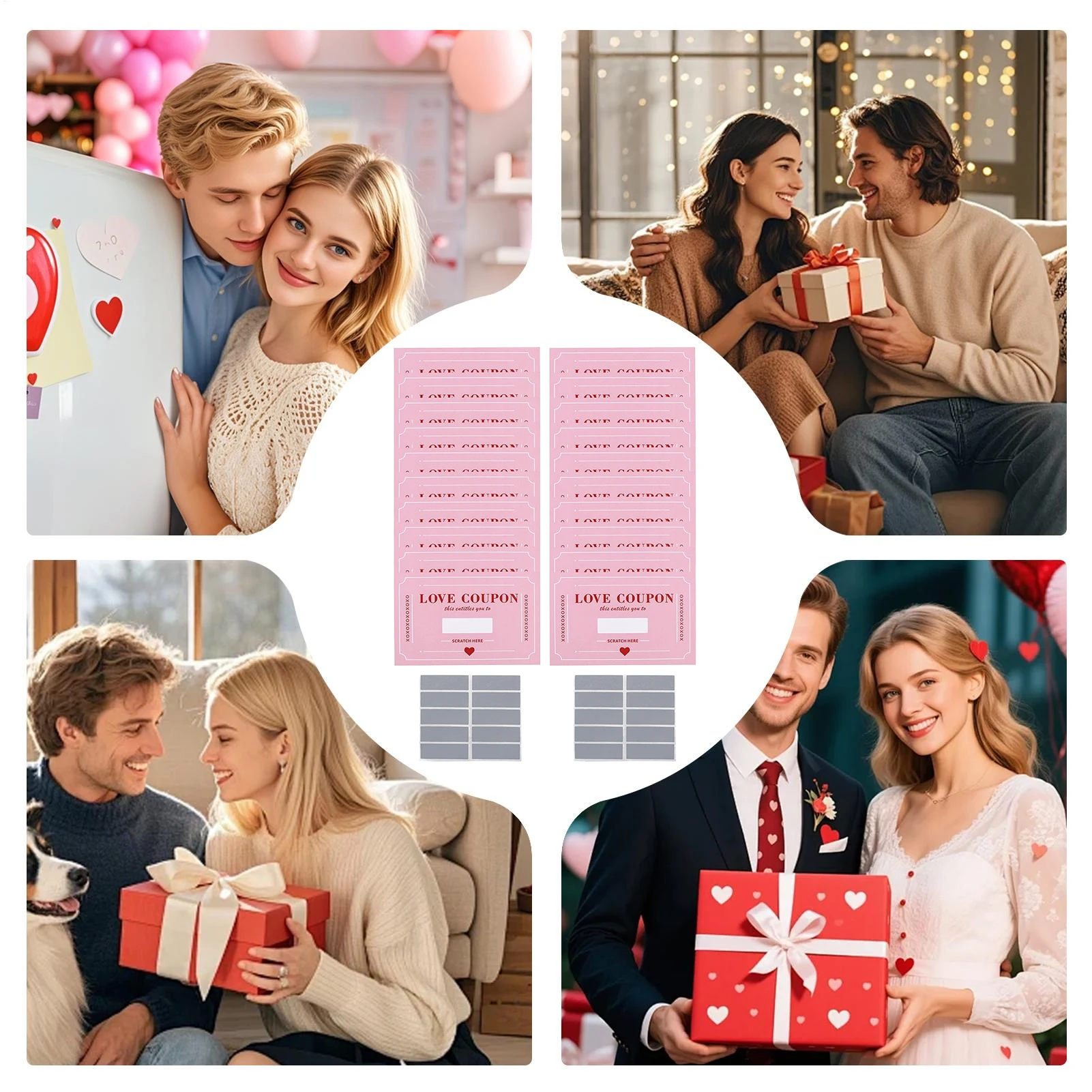 Valentines Coupons 20Pcs Scratch-Off Love Coupons Couple Scratch Off Cards Valentine's Day Wedding Anniversary Creative Gifts view 6