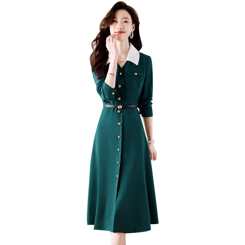 

High End Long Sleeved Dress For Women In Spring And Autumn 2023 New Fashion Style Exquisite And Luxurious Waistband Slimming