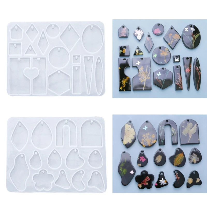 

Multi-Shapes Pendant Moulds Keychain Moulds with Holes Clay Mould Jewelry Making Tools Silicone Material for Dropshipping