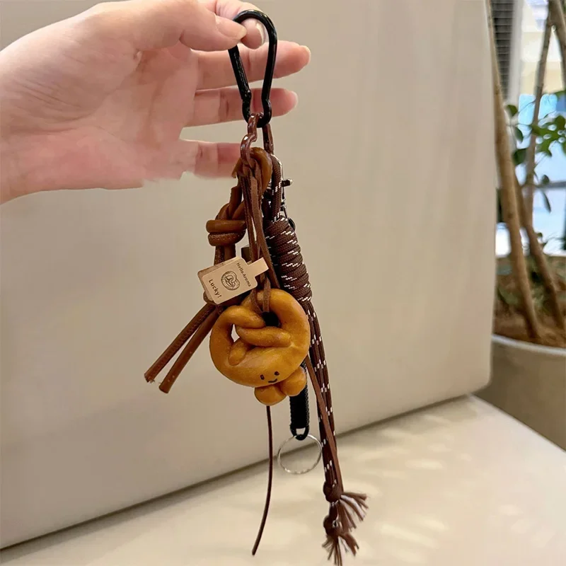 Creative Bread Bag Pendant Braided Rope Pendant Girls Fashion Key Chain Alkali Knot Bread Sporty Style Bag Pendant Cool Trendy