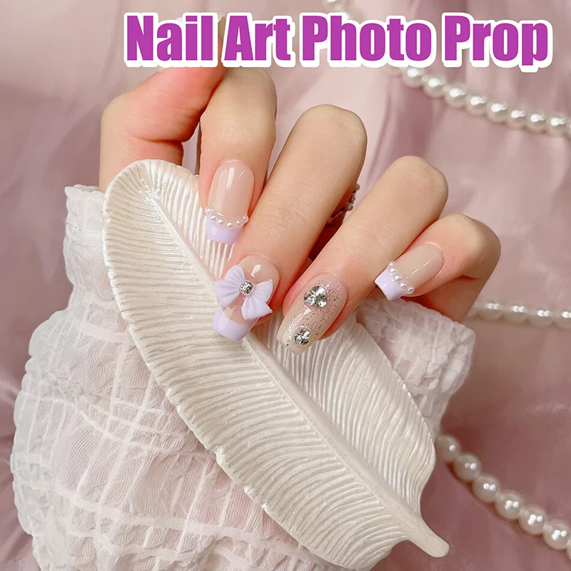 

Nail Photo Props INS Nail Enhancement Photography Prop Decoration Feather Decoration Pearl Inlay Handheld Showing Decoration