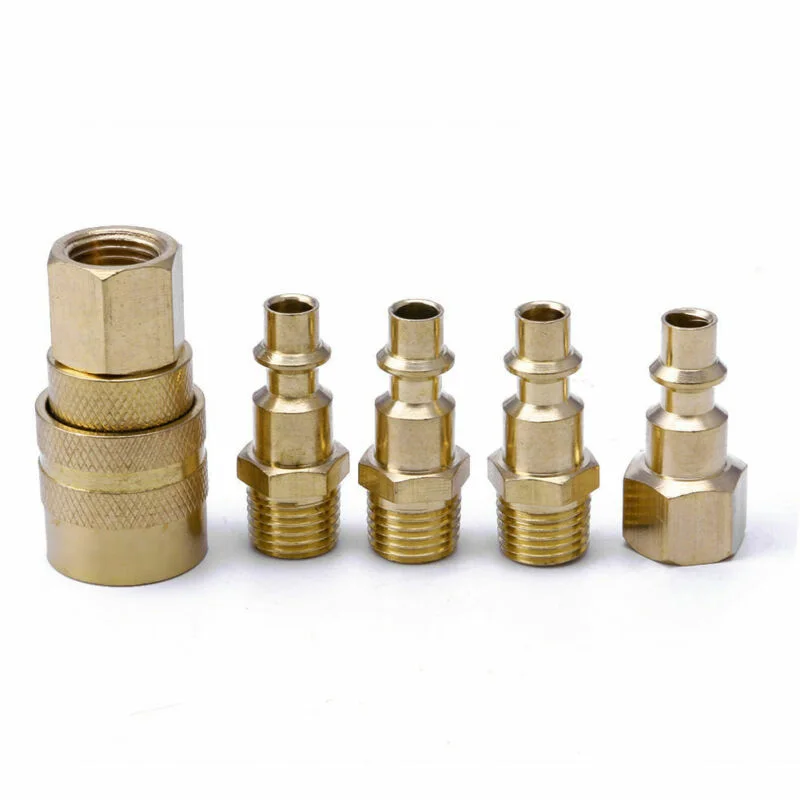 Male Quick Coupler Connectors Tools Accessories Attachments Brass Gold Female 5Pcs Air Line Hose Compressor Male