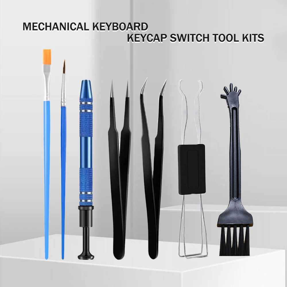 

7Pcs Mechanical Keyboard Keycap Switch Tool Kits Tweezers Grabber Lube Brush Cleaning Brush Keycaps Switches Puller Disassemble