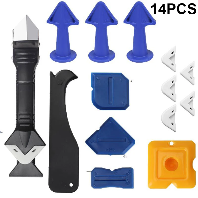 

1 комплект бытовых инструментов для уплотнения с металлическими и силиконовыми головками — ручной аппликатор для герметика для точной отделки