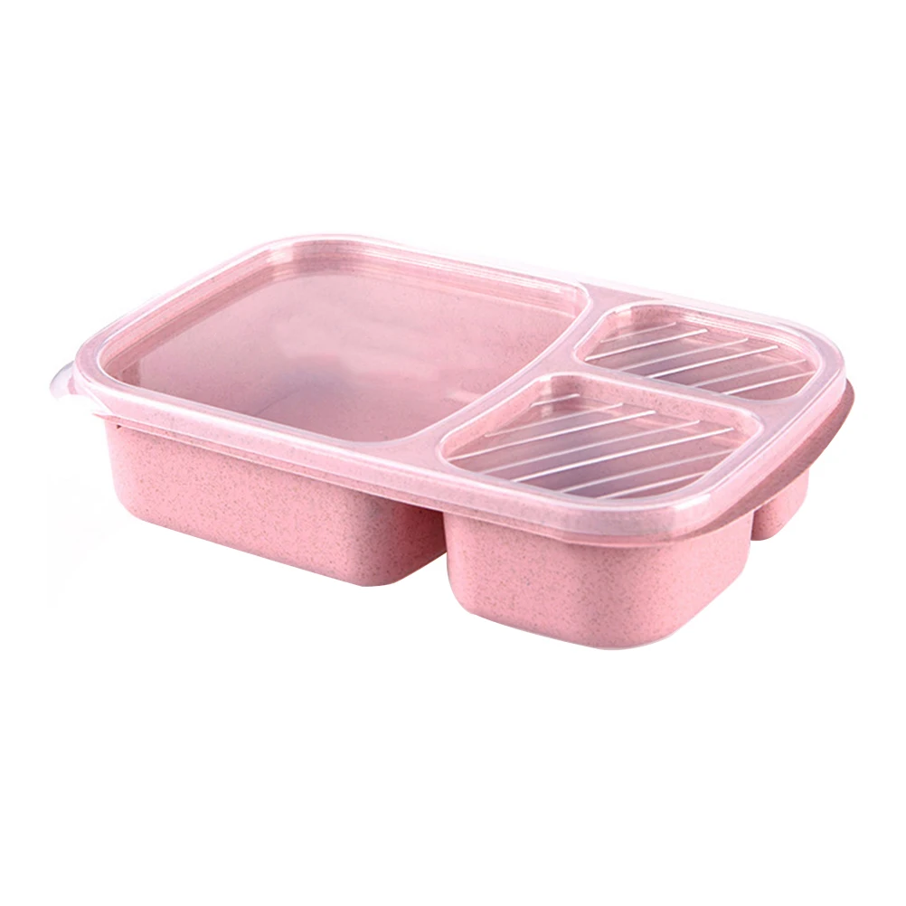 

Ergonomic Lunch Box 3 Compartments Food Grade Non Toxic Lightweight Easy Clean Keep Fresh Student Office